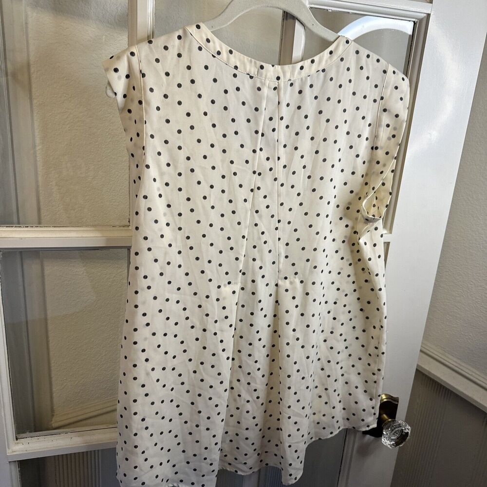 Pleione Sleeveless Top Size M White and Black Polka Dot Cami Shell - Picture 7 of 9